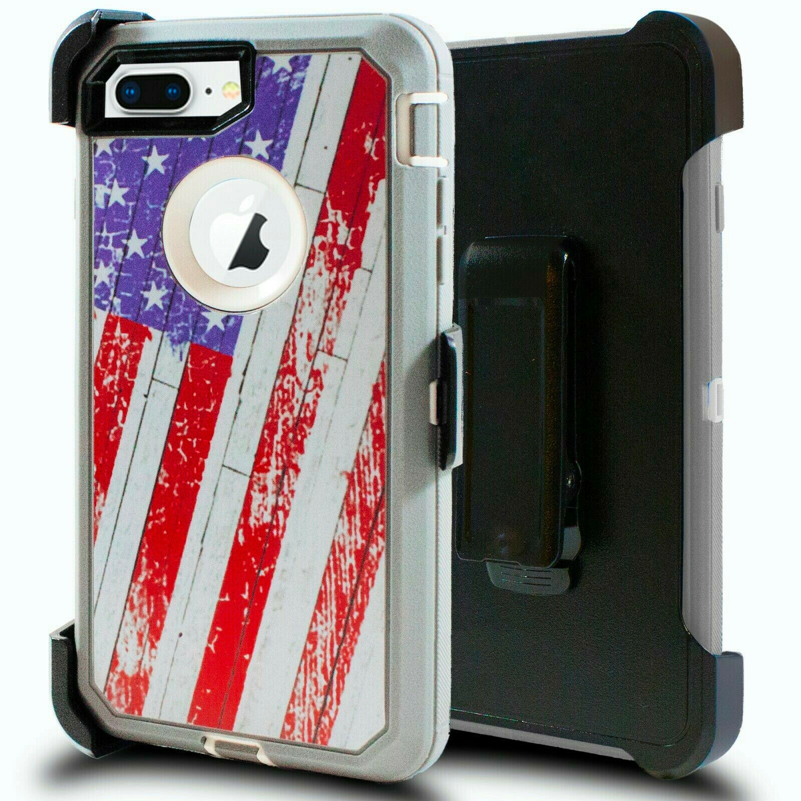 Premium Camo Heavy Duty Case with Clip for iPhone 8 / 7 / 6S / 6 (USA FLAG)